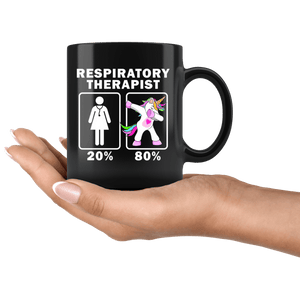 RobustCreative-Respiratory Therapist Dabbing Unicorn 20 80 Principle Superhero Girl Womens - 11oz Black Mug Medical Personnel Gift Idea