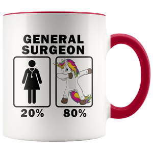 RobustCreative-General Surgeon Dabbing Unicorn 80 20 Principle Superhero Girl Womens - 11oz Accent Mug Medical Personnel Gift Idea