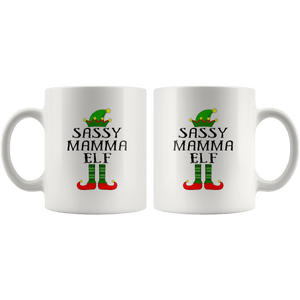 RobustCreative-Im The Sassy Mamma Elf Family Matching Outfits PJ - 11oz White Mug Christmas group green pjs costume Gift Idea