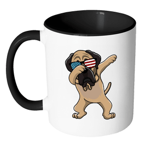 RobustCreative-Dabbing English Mastiff Dog America Flag - Patriotic Merica Murica Pride - 4th of July USA Independence Day - 11oz Black & White Funny Coffee Mug Women Men Friends Gift ~ Both Sides Printed