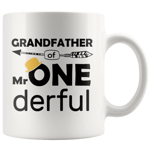RobustCreative-Grandfather of Mr Onederful  1st Birthday Baby Boy Outfit White 11oz Mug Gift Idea