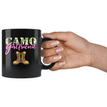 Load image into Gallery viewer, RobustCreative-Girlfriend Military Boots Camo Hard Charger Camouflage - Military Family 11oz Black Mug Deployed Duty Forces support troops CONUS Gift Idea - Both Sides Printed
