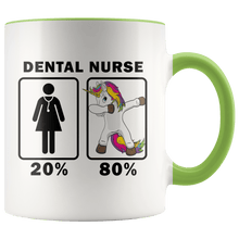 Load image into Gallery viewer, RobustCreative-Dental Nurse Dabbing Unicorn 80 20 Principle Superhero Girl Womens - 11oz Accent Mug Medical Personnel Gift Idea
