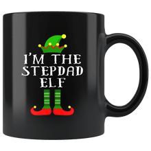 Load image into Gallery viewer, RobustCreative-Im The Stepdad Elf Matching Family Christmas - 11oz Black Mug Christmas group green pjs costume Gift Idea
