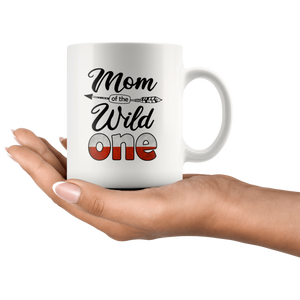 RobustCreative-Polish Mom of the Wild One Birthday Poland Flag White 11oz Mug Gift Idea