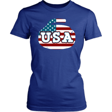 Load image into Gallery viewer, RobustCreative-Vintage USA Curling American Flag Curling Stone Classic Womens t-Shirt
