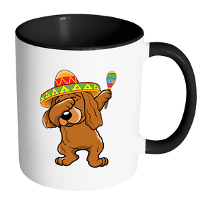 RobustCreative-Dabbing Cocker Spaniel Dog in Sombrero - Cinco De Mayo Mexican Fiesta - Dab Dance Mexico Party - 11oz Black & White Funny Coffee Mug Women Men Friends Gift ~ Both Sides Printed
