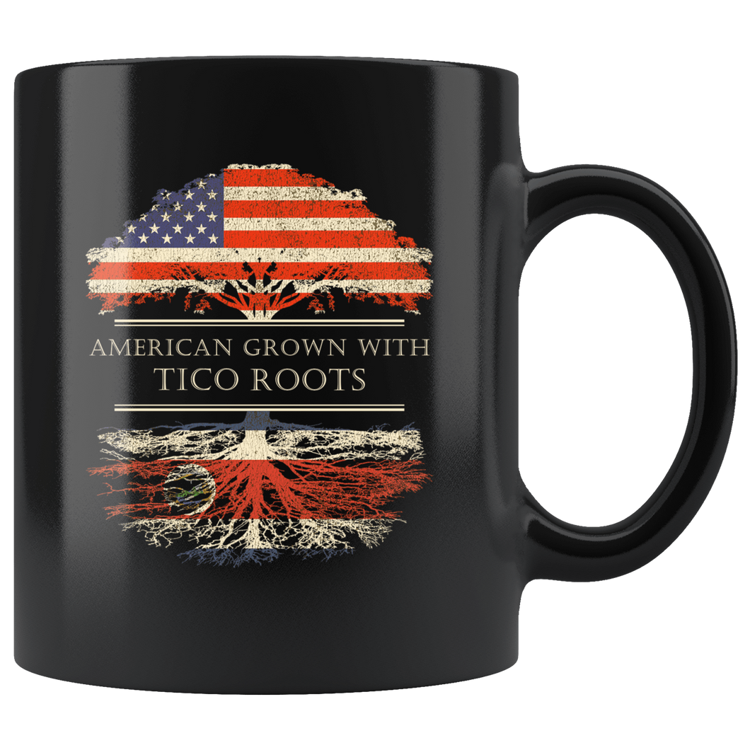 RobustCreative-Tico Roots American Grown Fathers Day Gift - Tico Pride 11oz Funny Black Coffee Mug - Real Costa Rica Hero Flag Papa National Heritage - Friends Gift - Both Sides Printed