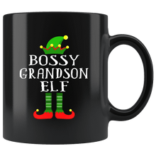 Load image into Gallery viewer, RobustCreative-Im The Bossy Grandson Elf Family Matching Outfits PJ - 11oz Black Mug Christmas group green pjs costume Gift Idea
