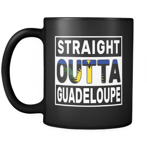 RobustCreative-Straight Outta Guadeloupe - Guadeloupean Flag 11oz Funny Black Coffee Mug - Independence Day Family Heritage - Women Men Friends Gift - Both Sides Printed (Distressed)