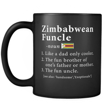 Load image into Gallery viewer, RobustCreative-Zimbabwean Funcle Definition Fathers Day Gift - Zimbabwean Pride 11oz Funny Black Coffee Mug - Real Zimbabwe Hero Papa National Heritage - Friends Gift - Both Sides Printed
