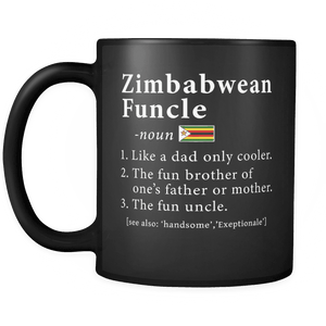 RobustCreative-Zimbabwean Funcle Definition Fathers Day Gift - Zimbabwean Pride 11oz Funny Black Coffee Mug - Real Zimbabwe Hero Papa National Heritage - Friends Gift - Both Sides Printed