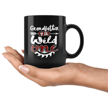 Load image into Gallery viewer, RobustCreative-Grandfather of the Wild One Lumberjack Woodworker - 11oz Black Mug Sawdust Glitter is mans glitter Gift Idea
