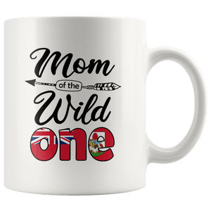 RobustCreative-Bermudian Mom of the Wild One Birthday Bermuda Flag White 11oz Mug Gift Idea