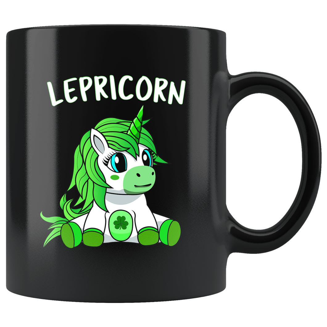 RobustCreative-Lepricorn Unicorn Leprechaun St Pattys Day for Kids - 11oz Black Mug lucky paddys pattys day Gift Idea