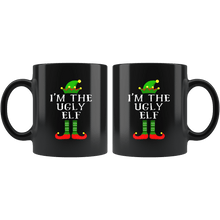 Load image into Gallery viewer, RobustCreative-Im The Ugly Elf Matching Family Christmas - 11oz Black Mug Christmas group green pjs costume Gift Idea
