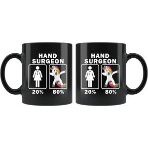 RobustCreative-Hand Surgeon Dabbing Unicorn 80 20 Principle Superhero Girl Womens - 11oz Black Mug Medical Personnel Gift Idea