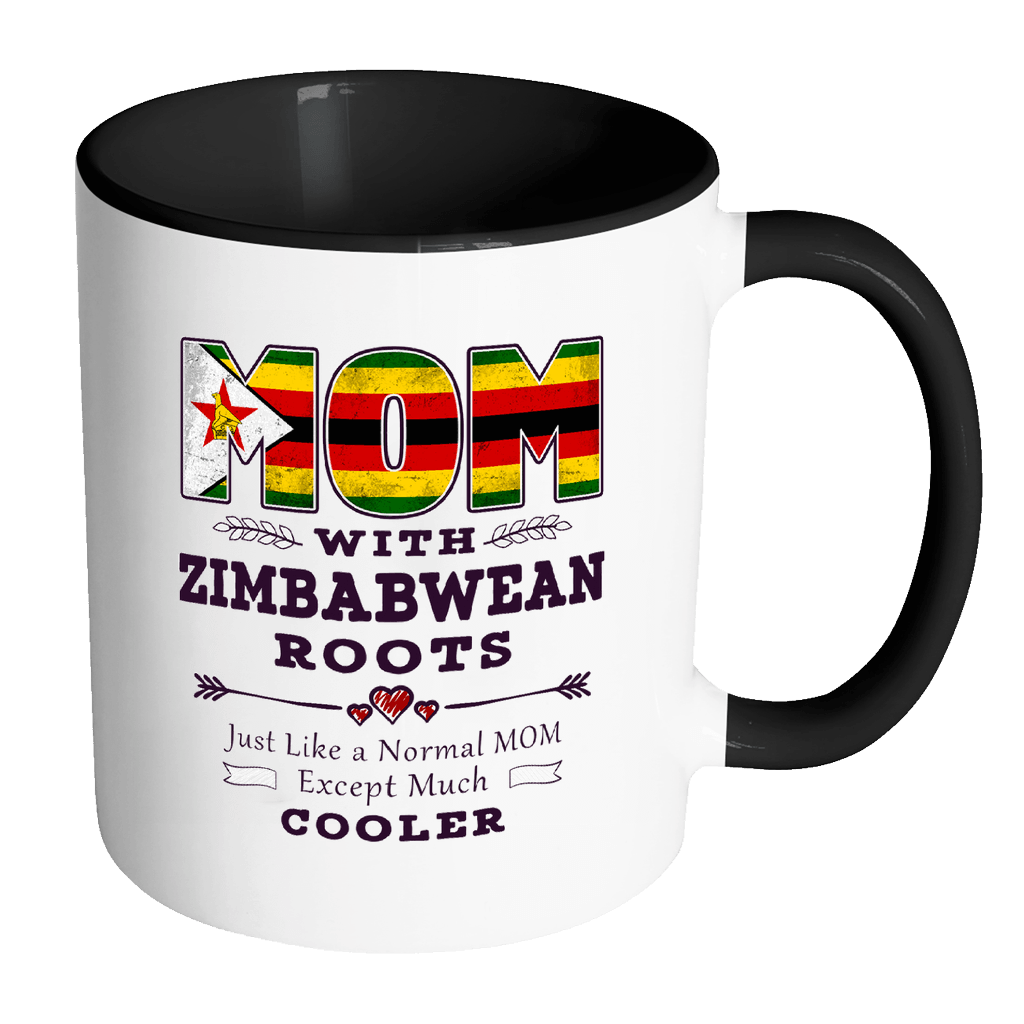 RobustCreative-Best Mom Ever with Zimbabwean Roots - Zimbabwe Flag 11oz Funny Black & White Coffee Mug - Mothers Day Independence Day - Women Men Friends Gift - Both Sides Printed (Distressed)