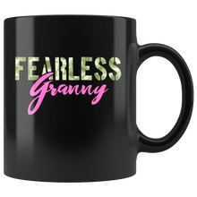 Load image into Gallery viewer, RobustCreative-Fearless Granny Camo Hard Charger Veterans Day - Military Family 11oz Black Mug Retired or Deployed support troops Gift Idea - Both Sides Printed
