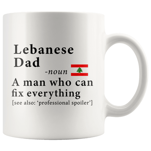 RobustCreative-Lebanese Dad Definition Lebanon Flag Fathers Day - 11oz White Mug family reunion gifts Gift Idea