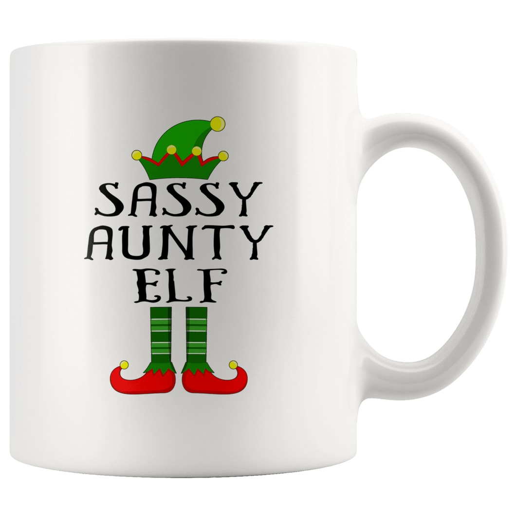 RobustCreative-Im The Sassy Aunty Elf Family Matching Outfits PJ - 11oz White Mug Christmas group green pjs costume Gift Idea