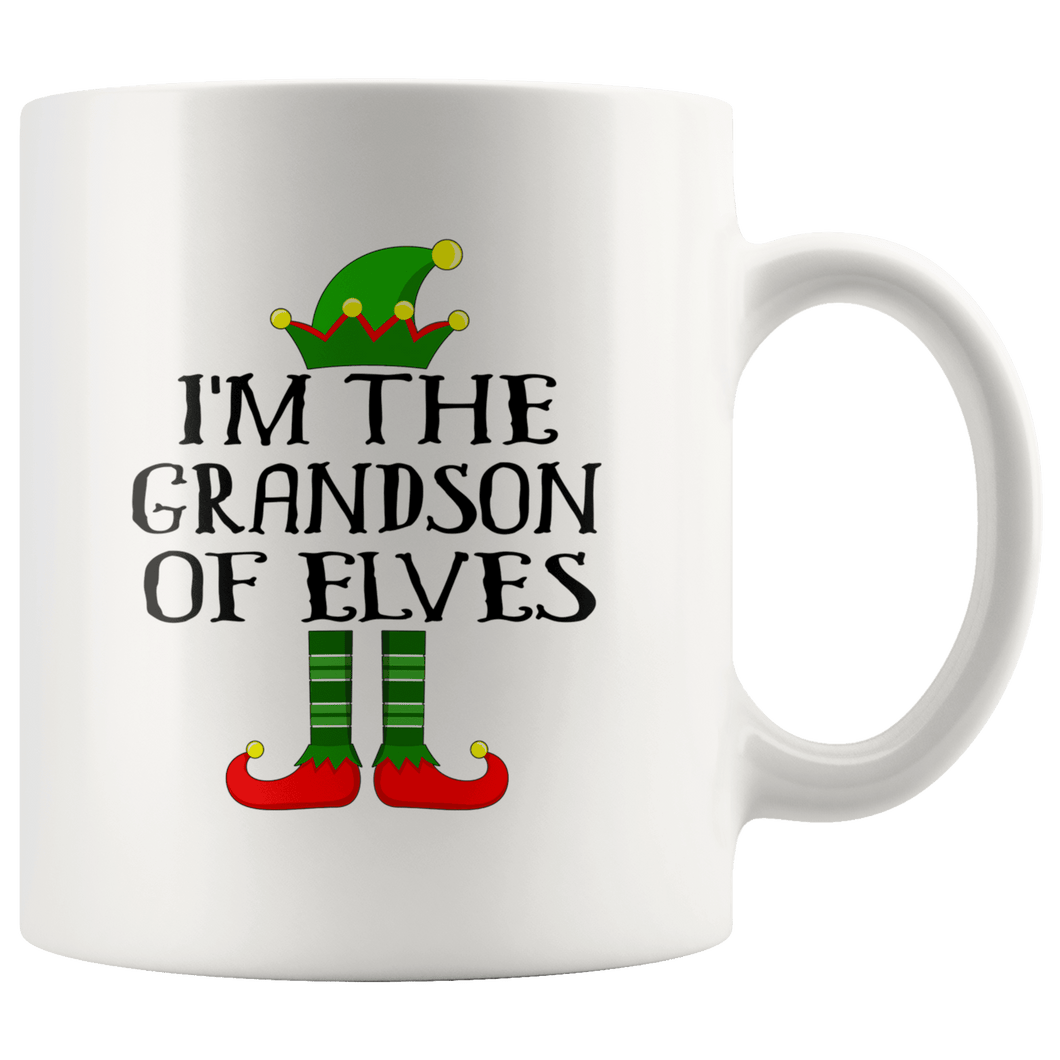 RobustCreative-Im The Grandson of Elves Family Matching Elf Outfits PJ - 11oz White Mug Christmas group green pjs costume Gift Idea