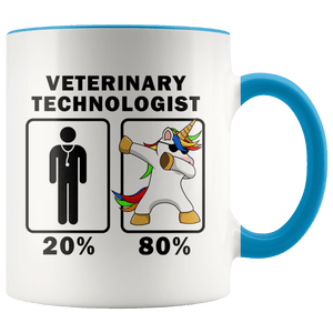 RobustCreative-Veterinary Technologist Dabbing Unicorn 80 20 Principle Graduation Gift Mens - 11oz Accent Mug Medical Personnel Gift Idea