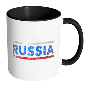 RobustCreative-Retro Vintage Flag Russian Russia 11oz Black & White Coffee Mug ~ Both Sides Printed