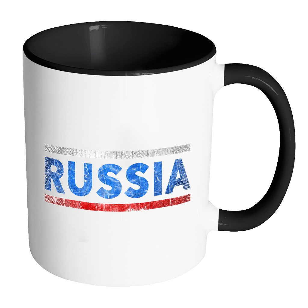 RobustCreative-Retro Vintage Flag Russian Russia 11oz Black & White Coffee Mug ~ Both Sides Printed