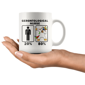 RobustCreative-Gerontological Nurse Dabbing Unicorn 80 20 Principle Graduation Gift Mens - 11oz White Mug Medical Personnel Gift Idea