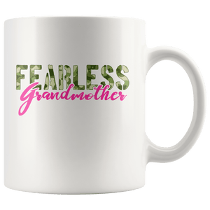 RobustCreative-Fearless Grandmother Camo Hard Charger Veterans Day - Military Family 11oz White Mug Retired or Deployed support troops Gift Idea - Both Sides Printed