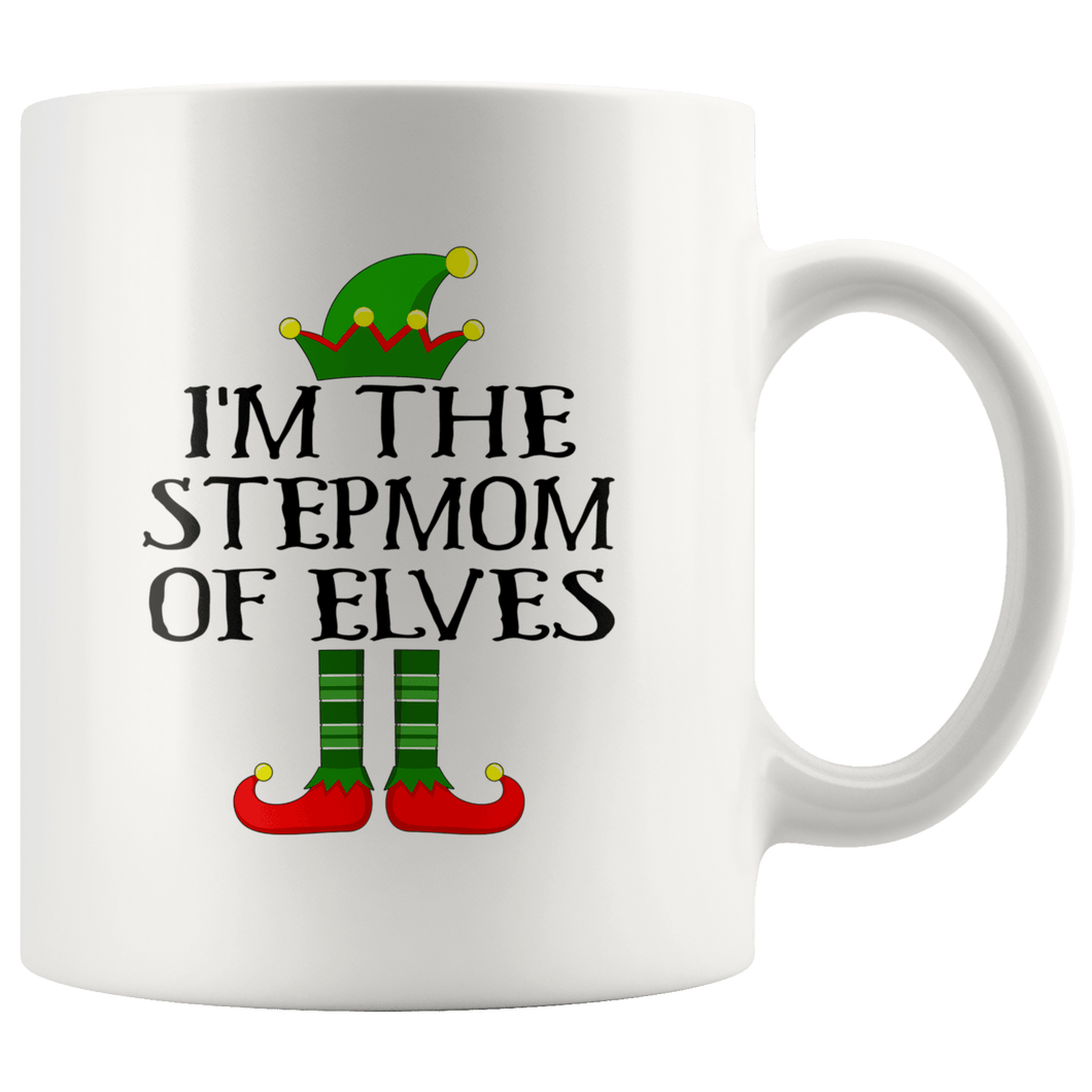 RobustCreative-Im The Stepmom of Elves Family Matching Elf Outfits PJ - 11oz White Mug Christmas group green pjs costume Gift Idea