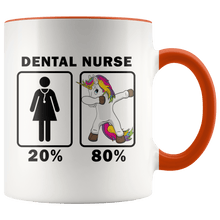 Load image into Gallery viewer, RobustCreative-Dental Nurse Dabbing Unicorn 80 20 Principle Superhero Girl Womens - 11oz Accent Mug Medical Personnel Gift Idea
