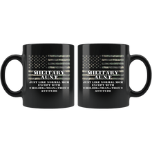 Load image into Gallery viewer, RobustCreative-Military Aunt Just Like Normal Family Camo Flag - Military Family 11oz Black Mug Deployed Duty Forces support troops CONUS Gift Idea - Both Sides Printed
