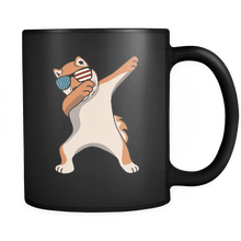 Load image into Gallery viewer, RobustCreative-Dabbing Shiba Inu Dog America Flag - Patriotic Merica Murica Pride - 4th of July USA Independence Day - 11oz Black Funny Coffee Mug Women Men Friends Gift ~ Both Sides Printed
