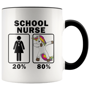 RobustCreative-School Nurse Dabbing Unicorn 80 20 Principle Superhero Girl Womens - 11oz Accent Mug Medical Personnel Gift Idea