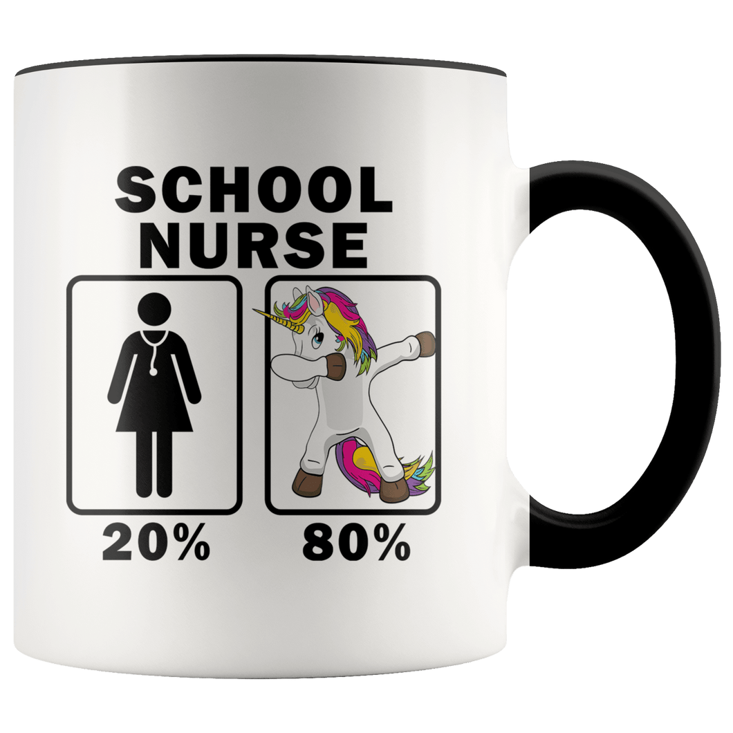 RobustCreative-School Nurse Dabbing Unicorn 80 20 Principle Superhero Girl Womens - 11oz Accent Mug Medical Personnel Gift Idea