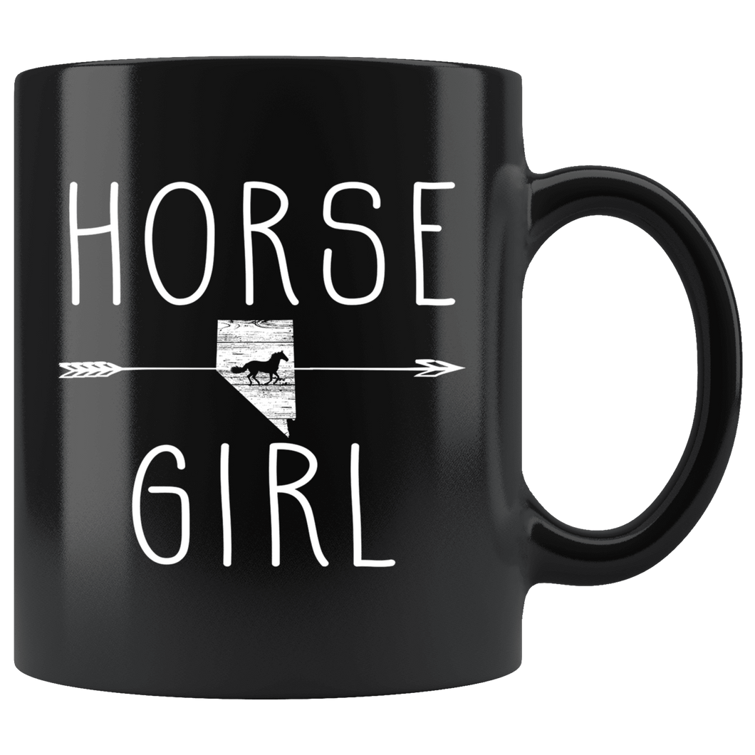 RobustCreative-Nevada Horse Girl Gifts Nevadan Shape Country for women - 11oz Black Mug Racing Lover Gift Idea