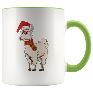 RobustCreative-Llama Dabbing Santa Hipster Glasses Alpaca Lover Santas Hat - 11oz Accent Mug Christmas gift idea Gift Idea