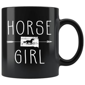 RobustCreative-South Dakota Horse Girl Gifts Dakotan Shape Country for women - 11oz Black Mug Racing Lover Gift Idea