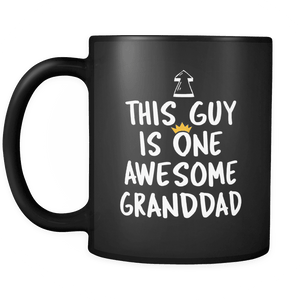 RobustCreative-One Awesome Granddad - Birthday Gift 11oz Funny Black Coffee Mug - Fathers Day B-Day Party - Women Men Friends Gift - Both Sides Printed (Distressed)