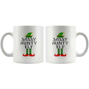 RobustCreative-Im The Sassy Aunty Elf Family Matching Outfits PJ - 11oz White Mug Christmas group green pjs costume Gift Idea