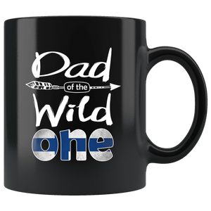 RobustCreative-Finn Dad of the Wild One Birthday Finland Flag Black 11oz Mug Gift Idea