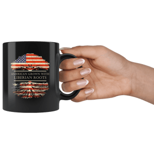 RobustCreative-Liberian Roots American Grown Fathers Day Gift - Liberian Pride 11oz Funny Black Coffee Mug - Real Liberia Hero Flag Papa National Heritage - Friends Gift - Both Sides Printed