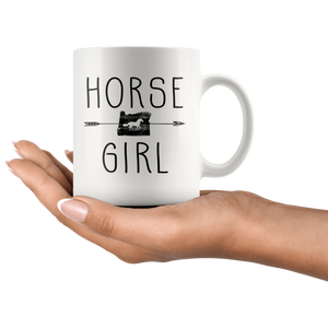 RobustCreative-Oregon Horse Girl Gifts Oregonian Shape Country for women - 11oz White Mug Racing Lover Gift Idea