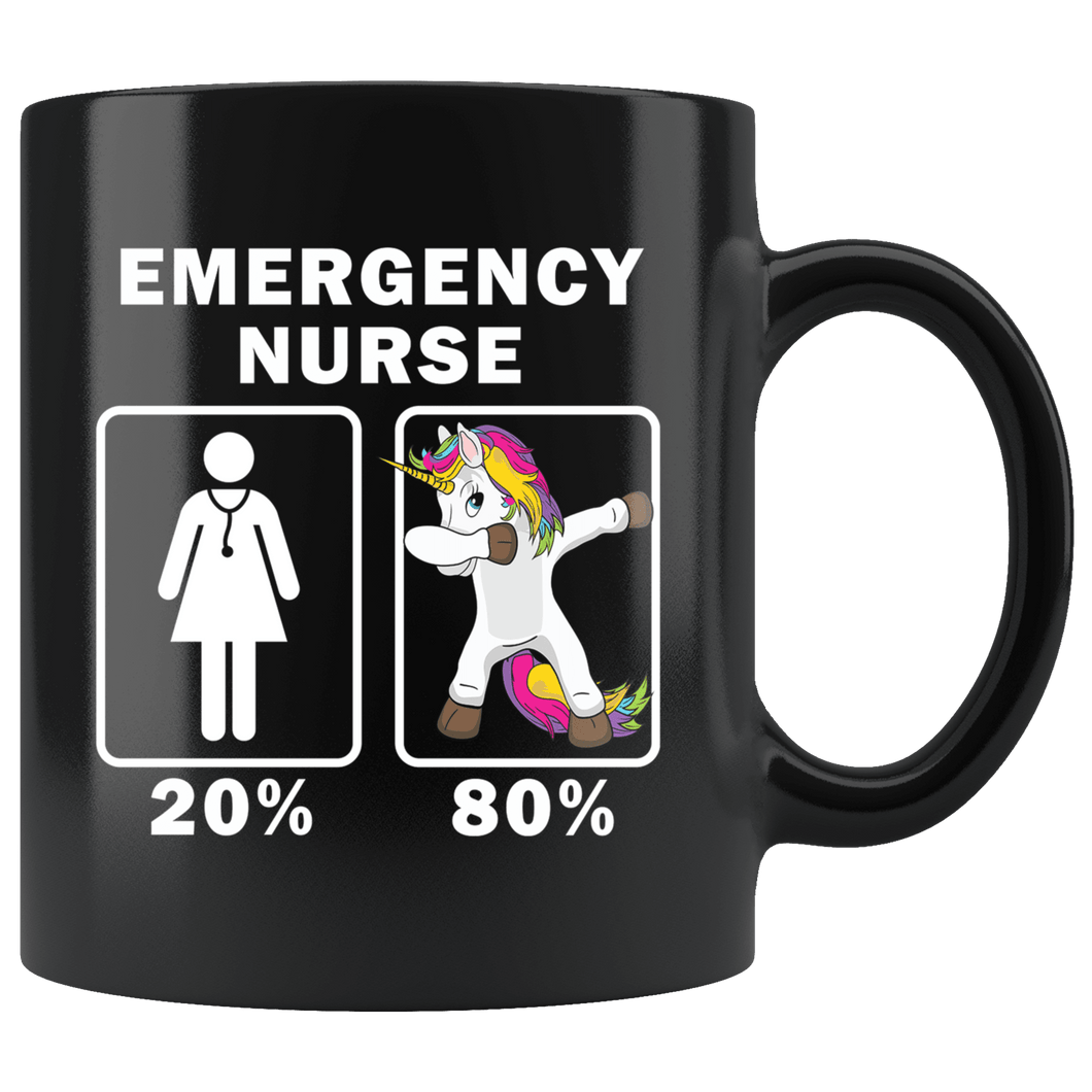 RobustCreative-Emergency Nurse Dabbing Unicorn 80 20 Principle Superhero Girl Womens - 11oz Black Mug Medical Personnel Gift Idea