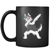 Load image into Gallery viewer, RobustCreative-Dabbing Siberian Husky Dog America Flag - Patriotic Merica Murica Pride - 4th of July USA Independence Day - 11oz Black Funny Coffee Mug Women Men Friends Gift ~ Both Sides Printed
