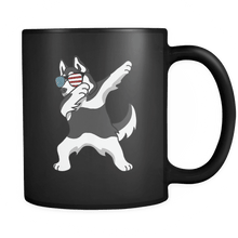 Load image into Gallery viewer, RobustCreative-Dabbing Siberian Husky Dog America Flag - Patriotic Merica Murica Pride - 4th of July USA Independence Day - 11oz Black Funny Coffee Mug Women Men Friends Gift ~ Both Sides Printed
