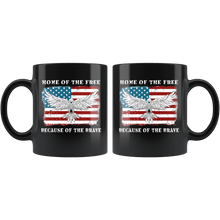 Load image into Gallery viewer, RobustCreative-Eagle Mullet American Flag Home of the Free Veterans Day - Military Family 11oz Black Mug Deployed Duty Forces support troops CONUS Gift Idea - Both Sides Printed
