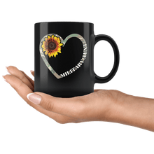 Load image into Gallery viewer, RobustCreative-Military Aunt Heart Sunflower Camo Tactical Gear - Military Family 11oz Black Mug Active Component on Duty support troops Gift Idea - Both Sides Printed
